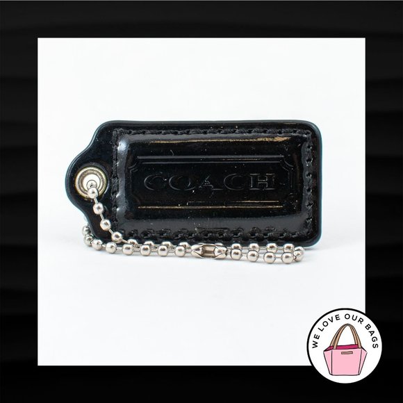 2" Medium COACH BLACK PATENT LEATHER KEY FOB BAG CHARM KEYCHAIN HANGTAG TAG - Picture 1 of 1